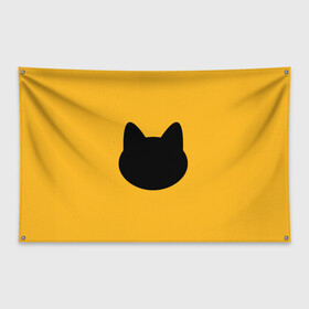 Флаг-баннер с принтом Мордочка коти в Петрозаводске, 100% полиэстер | размер 67 х 109 см, плотность ткани — 95 г/м2; по краям флага есть четыре люверса для крепления | арт | вектор | кот | котёнок | кошка | оранжевый | рисунок | силуэт | тёмный | чёрный