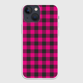 Чехол для iPhone 13 mini с принтом Розовая клетка в Петрозаводске,  |  | cage | cage pattern | checkered ornament | ornament | pattern | pink | print cage | tartan | клетка | клетка узор | клетчатый орнамент | орнамент | принт клетка | розовая | розовая клетка | тартан | узор | шотландка | шотландская клетка