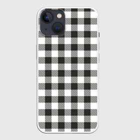 Чехол для iPhone 13 с принтом Черно белая клетка в Петрозаводске,  |  | cage | cage pattern | checkered ornament | ornament | pattern | print cage | tartan | клетка | клетка узор | клетчатый орнамент | орнамент | принт клетка | тартан | узор | черно белая клетка | шотландка | шотландская клетка