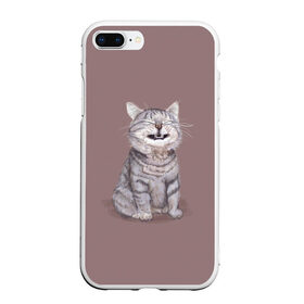 Чехол для iPhone 7Plus/8 Plus матовый с принтом Котёнок ыыы в Петрозаводске, Силикон | Область печати: задняя сторона чехла, без боковых панелей | арт | кот | котёнок | кошка | мем | мемный кот | мемный котенок | мэм | мэмный котёнок | рисунок | серый | серый кот | тёмный | фиолетовый