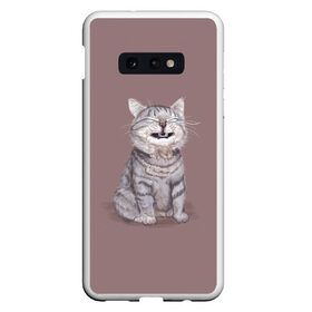 Чехол для Samsung S10E с принтом Котёнок ыыы в Петрозаводске, Силикон | Область печати: задняя сторона чехла, без боковых панелей | Тематика изображения на принте: арт | кот | котёнок | кошка | мем | мемный кот | мемный котенок | мэм | мэмный котёнок | рисунок | серый | серый кот | тёмный | фиолетовый