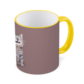 Кружка с принтом Котёнок ыыы в Петрозаводске, керамика | ёмкость 330 мл | арт | кот | котёнок | кошка | мем | мемный кот | мемный котенок | мэм | мэмный котёнок | рисунок | серый | серый кот | тёмный | фиолетовый