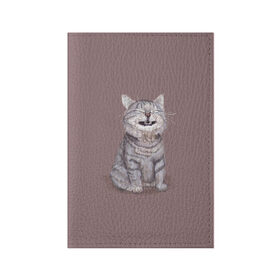 Обложка для паспорта матовая кожа с принтом Котёнок ыыы в Петрозаводске, натуральная матовая кожа | размер 19,3 х 13,7 см; прозрачные пластиковые крепления | Тематика изображения на принте: арт | кот | котёнок | кошка | мем | мемный кот | мемный котенок | мэм | мэмный котёнок | рисунок | серый | серый кот | тёмный | фиолетовый