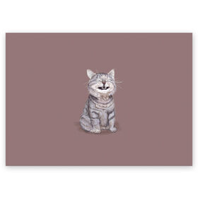 Поздравительная открытка с принтом Котёнок ыыы в Петрозаводске, 100% бумага | плотность бумаги 280 г/м2, матовая, на обратной стороне линовка и место для марки
 | Тематика изображения на принте: арт | кот | котёнок | кошка | мем | мемный кот | мемный котенок | мэм | мэмный котёнок | рисунок | серый | серый кот | тёмный | фиолетовый