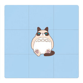 Магнитный плакат 3Х3 с принтом Тоторный кот в Петрозаводске, Полимерный материал с магнитным слоем | 9 деталей размером 9*9 см | grumpy cat | белый | кот тоторо | кот. недовольный кот | крем | мило | милота | мимишка | тоторо