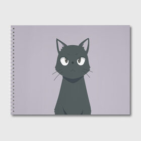 Альбом для рисования с принтом Чёрный кот в Петрозаводске, 100% бумага
 | матовая бумага, плотность 200 мг. | аниме | аниме кот | арт | кёрный котёнок | кот | котёнок | кошка | рисунок | чёрная кошка | черный кот | черный котенок