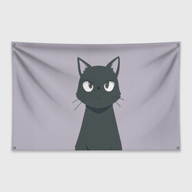 Флаг-баннер с принтом Чёрный кот в Петрозаводске, 100% полиэстер | размер 67 х 109 см, плотность ткани — 95 г/м2; по краям флага есть четыре люверса для крепления | аниме | аниме кот | арт | кёрный котёнок | кот | котёнок | кошка | рисунок | чёрная кошка | черный кот | черный котенок
