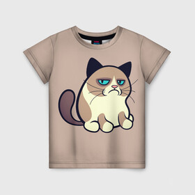 Детская футболка 3D с принтом Великий Grumpy Cat в Петрозаводске, 100% гипоаллергенный полиэфир | прямой крой, круглый вырез горловины, длина до линии бедер, чуть спущенное плечо, ткань немного тянется | grumpy cat | арт | кот | кот grumpy cat | котёнок | кошка | недовольный кот | рисунок