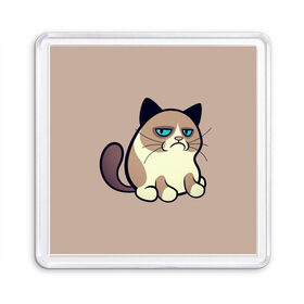 Магнит 55*55 с принтом Великий Grumpy Cat в Петрозаводске, Пластик | Размер: 65*65 мм; Размер печати: 55*55 мм | grumpy cat | арт | кот | кот grumpy cat | котёнок | кошка | недовольный кот | рисунок