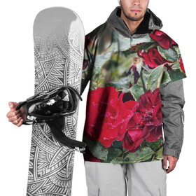 Накидка на куртку 3D с принтом Red Roses в Петрозаводске, 100% полиэстер |  | bush | floral | flower | garden | green | nature | red roses | бутоны | красная роза | куст | листья | природа | роза | сад | цветение | цветок | цветы