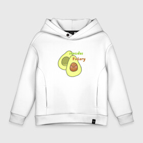 Детское худи Oversize хлопок с принтом avocados factory в Петрозаводске, френч-терри — 70% хлопок, 30% полиэстер. Мягкий теплый начес внутри —100% хлопок | боковые карманы, эластичные манжеты и нижняя кромка, капюшон на магнитной кнопке | avocados factory | авокадик | авокадо | авокадо с косточкой | авокадчик | милые авокадо