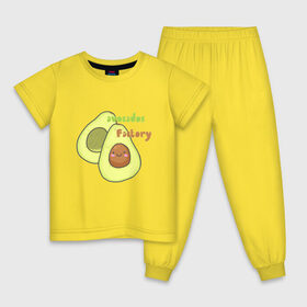 Детская пижама хлопок с принтом avocados factory в Петрозаводске, 100% хлопок |  брюки и футболка прямого кроя, без карманов, на брюках мягкая резинка на поясе и по низу штанин
 | Тематика изображения на принте: avocados factory | авокадик | авокадо | авокадо с косточкой | авокадчик | милые авокадо