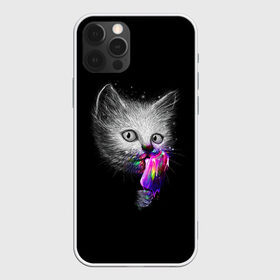 Чехол для iPhone 12 Pro Max с принтом Котейка с мороженным в Петрозаводске, Силикон |  | Тематика изображения на принте: арт | кот | котёнок | кошка | мороженное | рисунок | серая кошка | серый кот | серый котёнок | чёрный | яркие цвета