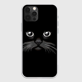 Чехол для iPhone 12 Pro Max с принтом Кошачья моська в Петрозаводске, Силикон |  | Тематика изображения на принте: арт | вектор | кот | котёнок | кошка | рисунок | черная кошка | чёрный | черный кот | черный котенок