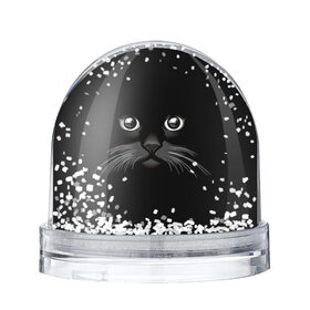 Снежный шар с принтом Кошачья моська в Петрозаводске, Пластик | Изображение внутри шара печатается на глянцевой фотобумаге с двух сторон | арт | вектор | кот | котёнок | кошка | рисунок | черная кошка | чёрный | черный кот | черный котенок
