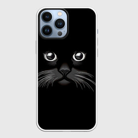 Чехол для iPhone 13 Pro Max с принтом Кошачья моська в Петрозаводске,  |  | арт | вектор | кот | котёнок | кошка | рисунок | черная кошка | чёрный | черный кот | черный котенок