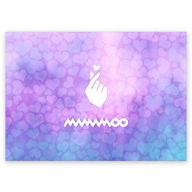 Поздравительная открытка с принтом Mamamoo в Петрозаводске, 100% бумага | плотность бумаги 280 г/м2, матовая, на обратной стороне линовка и место для марки
 | cute | heat | k pop | korean | mamamoo | жест | кпоп | мамаму | милый | сердце