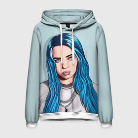 Мужская толстовка 3D с принтом Билли Айлиш / Billie Eilish в Петрозаводске, 100% полиэстер | двухслойный капюшон со шнурком для регулировки, мягкие манжеты на рукавах и по низу толстовки, спереди карман-кенгуру с мягким внутренним слоем. | 