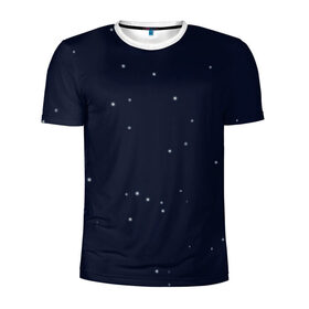 Мужская футболка 3D спортивная с принтом Ночное небо в Петрозаводске, 100% полиэстер с улучшенными характеристиками | приталенный силуэт, круглая горловина, широкие плечи, сужается к линии бедра | звёзды | мерцание | небо | ночь | синий | сияние | тёмный | чёрный