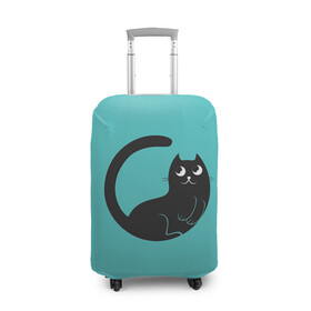 Чехол для чемодана 3D с принтом Чёрный котя в Петрозаводске, 86% полиэфир, 14% спандекс | двустороннее нанесение принта, прорези для ручек и колес | Тематика изображения на принте: арт | бирюзовый | вектор | зеленый | кот | котёнок | кошка | рисунок | чёрная кошка | чёрный | чёрный кот | чёрный котёнок