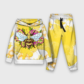 Детский костюм 3D (с толстовкой) с принтом Пчела в Петрозаводске,  |  | крылья | мёд | оса | пчела | пчёлы | соты | цветы