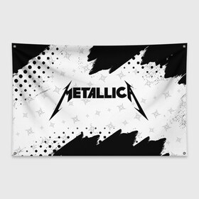 Флаг-баннер с принтом METALLICA МЕТАЛЛИКА в Петрозаводске, 100% полиэстер | размер 67 х 109 см, плотность ткани — 95 г/м2; по краям флага есть четыре люверса для крепления | hetfield | james | logo | metal | metalica | metallica | music | rock | star | джеймс | звезда | знак | ларс | лого | логотип | логотипы | метал | металика | металлика | музыка | рок | символ | символы | ульрих | хэтфилд