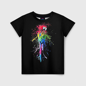 Детская футболка 3D с принтом Попугай в Петрозаводске, 100% гипоаллергенный полиэфир | прямой крой, круглый вырез горловины, длина до линии бедер, чуть спущенное плечо, ткань немного тянется | Тематика изображения на принте: bird | colors | eweryday | life | nature | ара | креатив | повседневный стиль | попугай | природа | птица | радуга | разноцветный | темный