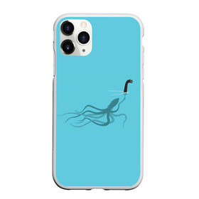 Чехол для iPhone 11 Pro матовый с принтом Тайна Лох-несского чудовища в Петрозаводске, Силикон |  | Тематика изображения на принте: арт | море | осьминог | рисунок | синий | шутка