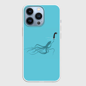 Чехол для iPhone 13 Pro с принтом Тайна Лох несского чудовища в Петрозаводске,  |  | Тематика изображения на принте: арт | море | осьминог | рисунок | синий | шутка