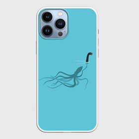 Чехол для iPhone 13 Pro Max с принтом Тайна Лох несского чудовища в Петрозаводске,  |  | Тематика изображения на принте: арт | море | осьминог | рисунок | синий | шутка
