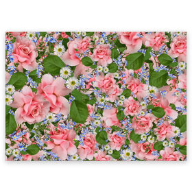 Поздравительная открытка с принтом Цветы в Петрозаводске, 100% бумага | плотность бумаги 280 г/м2, матовая, на обратной стороне линовка и место для марки
 | лист | листик | листок | листья | природа | природный | растение | растения | роза | розы | ромашка | ромашки | флора | цветок | цветочек | цветочки | цветы