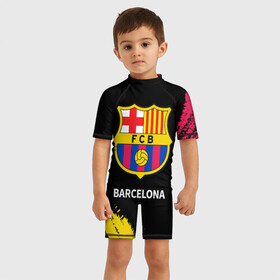Детский купальный костюм 3D с принтом BARCELONA / БАРСЕЛОНА в Петрозаводске, Полиэстер 85%, Спандекс 15% | застежка на молнии на спине | barca | barcelona | barsa | barselona | fcb | logo | messi | барса | барселона | знак | клуб | лого | логотип | логотипы | месси | символ | символы | футбол | футбольная | футбольный