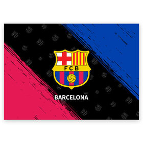Поздравительная открытка с принтом BARCELONA / БАРСЕЛОНА в Петрозаводске, 100% бумага | плотность бумаги 280 г/м2, матовая, на обратной стороне линовка и место для марки
 | barca | barcelona | barsa | barselona | fcb | logo | messi | барса | барселона | знак | клуб | лого | логотип | логотипы | месси | символ | символы | футбол | футбольная | футбольный
