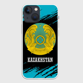 Чехол для iPhone 13 mini с принтом KAZAKHSTAN   КАЗАХСТАН в Петрозаводске,  |  | flag | kazakhstan | qazaqstan | герб | захах | казахстан | кахахи | лого | нур султан | республика | символ | страна | флаг