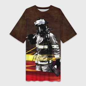 Платье-футболка 3D с принтом Спасатель в Петрозаводске,  |  | мчс | мчс россии | пожарник | пожарные | пожарный | спасатели | спасатель
