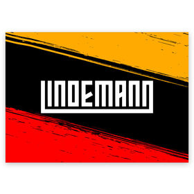 Поздравительная открытка с принтом LINDEMANN / ЛИНДЕМАНН в Петрозаводске, 100% бумага | плотность бумаги 280 г/м2, матовая, на обратной стороне линовка и место для марки
 | lindeman | lindemann | logo | music | rammstein | ramstein | rock | til | till | линдеман | линдеманн | лого | логотип | логотипы | музыка | раммштайн | рамштайн | рок | символ | символы | солист | тилль | тиль