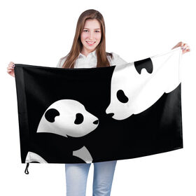 Флаг 3D с принтом Panda в Петрозаводске, 100% полиэстер | плотность ткани — 95 г/м2, размер — 67 х 109 см. Принт наносится с одной стороны | bearcat | coon bear | panda | бамбуковый медвед | большая панда | гигантская панда