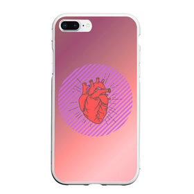 Чехол для iPhone 7Plus/8 Plus матовый с принтом Сердечко на розовом фоне в Петрозаводске, Силикон | Область печати: задняя сторона чехла, без боковых панелей | круг | любовь | неон | полосатый | розовый | сердце | сияние | фиолетовый