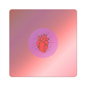 Магнит виниловый Квадрат с принтом Сердечко на розовом фоне в Петрозаводске, полимерный материал с магнитным слоем | размер 9*9 см, закругленные углы | Тематика изображения на принте: круг | любовь | неон | полосатый | розовый | сердце | сияние | фиолетовый