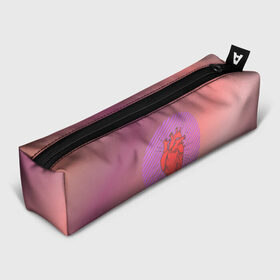 Пенал 3D с принтом Сердечко на розовом фоне в Петрозаводске, 100% полиэстер | плотная ткань, застежка на молнии | Тематика изображения на принте: круг | любовь | неон | полосатый | розовый | сердце | сияние | фиолетовый