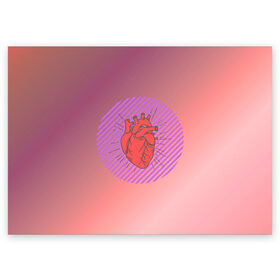 Поздравительная открытка с принтом Сердечко на розовом фоне в Петрозаводске, 100% бумага | плотность бумаги 280 г/м2, матовая, на обратной стороне линовка и место для марки
 | Тематика изображения на принте: круг | любовь | неон | полосатый | розовый | сердце | сияние | фиолетовый