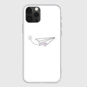 Чехол для iPhone 12 Pro Max с принтом самолетик в Петрозаводске, Силикон |  | белый самолетик | бумажный самолетик | минимализм | розовое сердечко | самолет | самолетик | сердечко | тумблер | чб