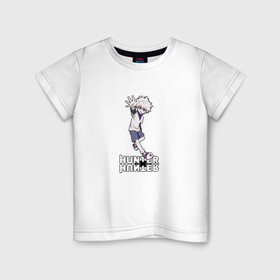 Детская футболка хлопок с принтом Hunter x Hunter в Петрозаводске, 100% хлопок | круглый вырез горловины, полуприлегающий силуэт, длина до линии бедер | killua | мультфильм | охотник х охотник