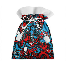 Подарочный 3D мешок с принтом Красно синие безумие в Петрозаводске, 100% полиэстер | Размер: 29*39 см | безумие | много вещей | призрак | чувак