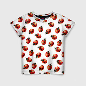 Детская футболка 3D с принтом Нашествие божьих коровок в Петрозаводске, 100% гипоаллергенный полиэфир | прямой крой, круглый вырез горловины, длина до линии бедер, чуть спущенное плечо, ткань немного тянется | Тематика изображения на принте: animals | cute | girl | ladybug | nature | pattern | red | summer | бабочки | божьи коровки | божья коровка | горошек | девушкам | животные | жук | жуки | кружочки | крылья | лето | милые | насекомые | паттерн | пауки | подарок