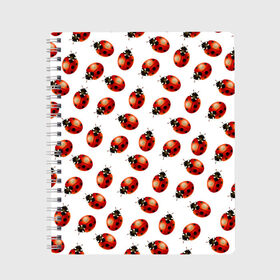 Тетрадь с принтом Нашествие божьих коровок в Петрозаводске, 100% бумага | 48 листов, плотность листов — 60 г/м2, плотность картонной обложки — 250 г/м2. Листы скреплены сбоку удобной пружинной спиралью. Уголки страниц и обложки скругленные. Цвет линий — светло-серый
 | animals | cute | girl | ladybug | nature | pattern | red | summer | бабочки | божьи коровки | божья коровка | горошек | девушкам | животные | жук | жуки | кружочки | крылья | лето | милые | насекомые | паттерн | пауки | подарок