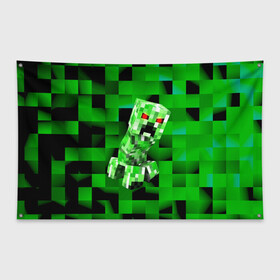 Флаг-баннер с принтом Minecraft creeper в Петрозаводске, 100% полиэстер | размер 67 х 109 см, плотность ткани — 95 г/м2; по краям флага есть четыре люверса для крепления | blox | creeper | dungeons | game | geometry | logo | pixel | steve | алекс | герои | детям | зелень | игра | квадраты | крипер | куб | логотипы игр | майнкрафт | мальчикам | мобы | персонажи | пиксель | пиксельный | подземелья