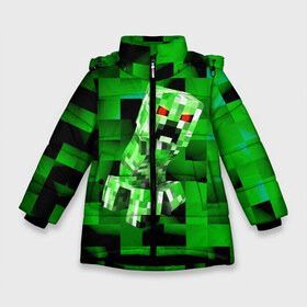 Зимняя куртка для девочек 3D с принтом Minecraft creeper в Петрозаводске, ткань верха — 100% полиэстер; подклад — 100% полиэстер, утеплитель — 100% полиэстер. | длина ниже бедра, удлиненная спинка, воротник стойка и отстегивающийся капюшон. Есть боковые карманы с листочкой на кнопках, утяжки по низу изделия и внутренний карман на молнии. 

Предусмотрены светоотражающий принт на спинке, радужный светоотражающий элемент на пуллере молнии и на резинке для утяжки. | blox | creeper | dungeons | game | geometry | logo | pixel | steve | алекс | герои | детям | зелень | игра | квадраты | крипер | куб | логотипы игр | майнкрафт | мальчикам | мобы | персонажи | пиксель | пиксельный | подземелья