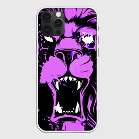 Чехол для iPhone 12 Pro Max с принтом Pink lion в Петрозаводске, Силикон |  | ears | eyes | fangs | jaw | lion | mane | muzzle | neon | pink | глаза | грива | клыки | лев | неон | пасть | розовый | уши