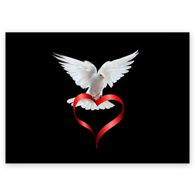 Поздравительная открытка с принтом голубь с сердцем в Петрозаводске, 100% бумага | плотность бумаги 280 г/м2, матовая, на обратной стороне линовка и место для марки
 | голубка | голубь | голубь с сердцем | птица с сердцем | сердце